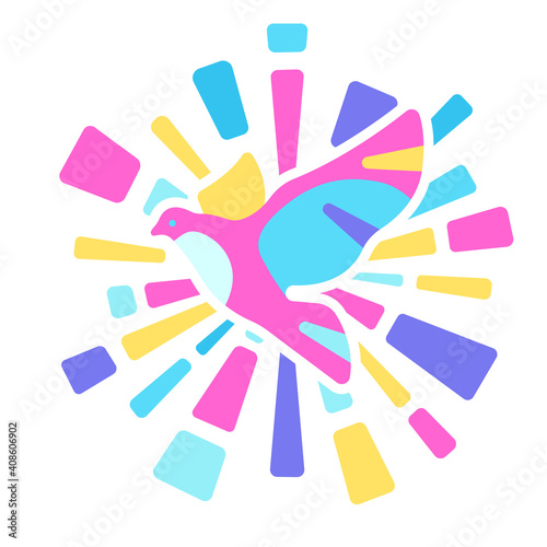 Happy Easter illustration with dove.