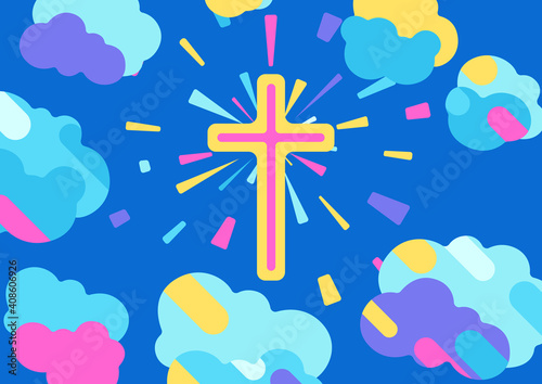 Happy Easter illustration with cross.