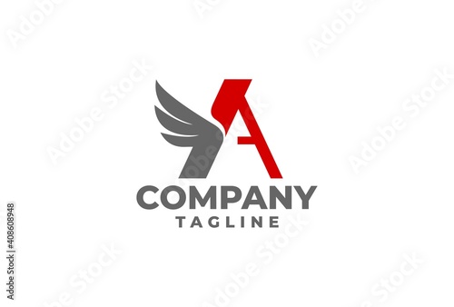 letter A with a wing logo illustration. good for sport company or any company.