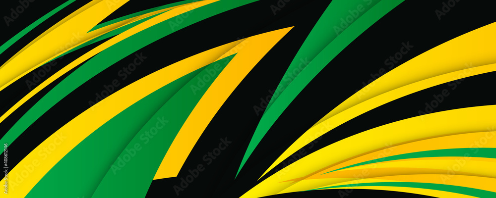 Abstract green yellow black orange vector background with stripes