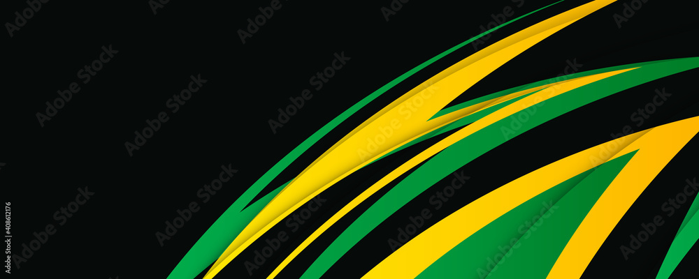 Abstract green yellow black orange vector background with stripes