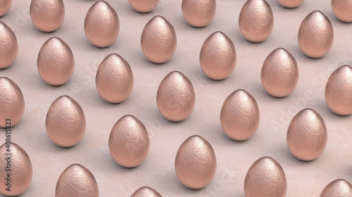 4k elegant rose gold easter eggs with pink background