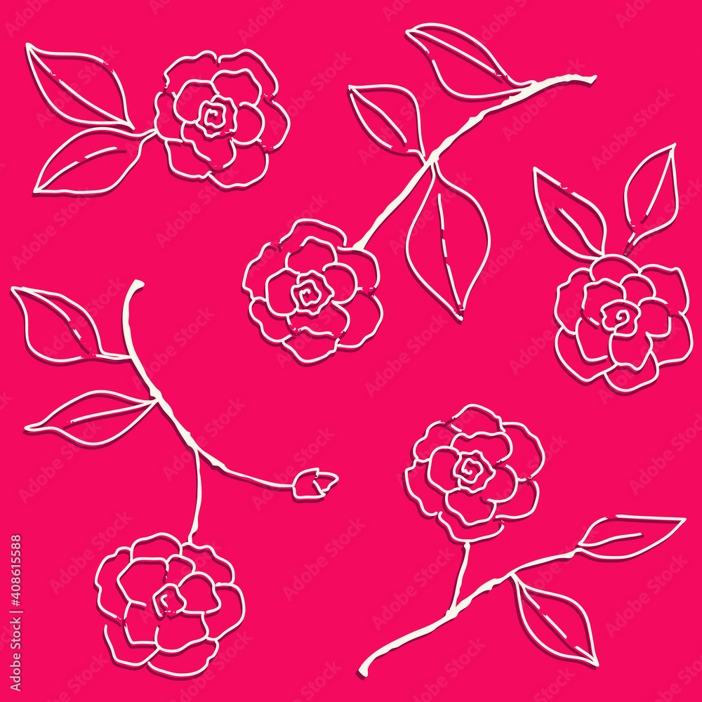 Retro floral seamless wallpaper with roses or peonies, romantic background. Vector illustration.