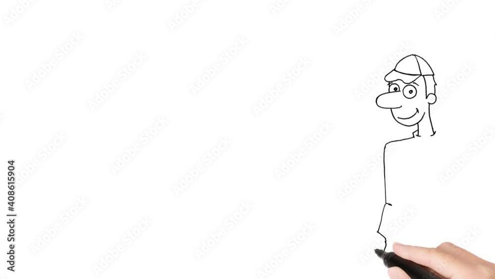 Happy Bookbinder computer drawing whiteboard animation of job position Happy Bookbinder computer drawing whiteboard animation of job position