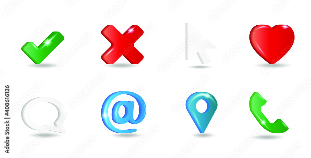 Universal web icons for Mobile and Web. Set of volumetric 3d icons on a white background for websites and applications. Vector. Universal web icons for Mobile and Web. Set of volumetric 3d icons on a white background for websites and applications. Vector.