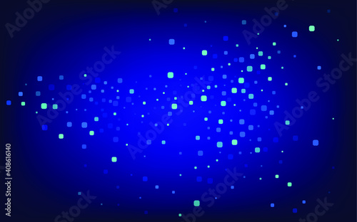 Blue Square Effect Blue Vector Background. Independence Cell Card. Top Confetti Wallpaper. Turquoise Abstract Texture.