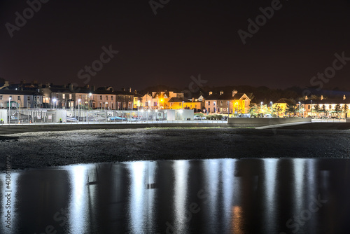 Quadro em tela Beautiful night view of Greystones Harbour Marina with light reflection in the water, Greystones, Co