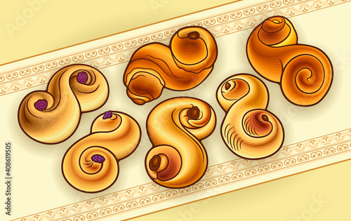Buns hand drawn vector doodles illustration.