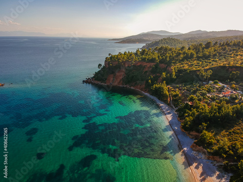 Majestic view over the beach of Kokkinokastro in Alonnisos island, Greece photo