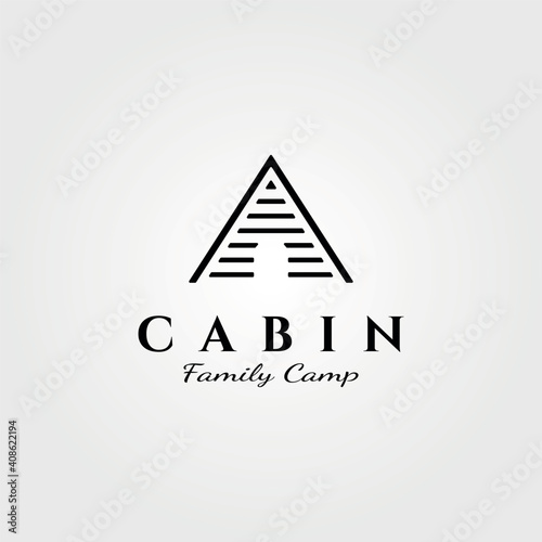 line art cabin logo vector minimalist illustration design