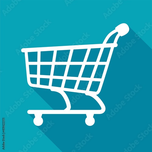  Shopping cart flat icon design. Supermarket cart.