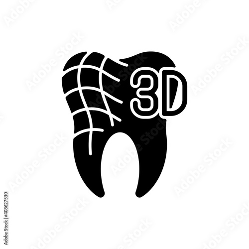 Digital dentistry glyph icon. Dental health idea. Tooth restoration procedure. Stomatology tooth procedures. Dentist practise. Silhouette symbol on white space. Vector isolated illustration