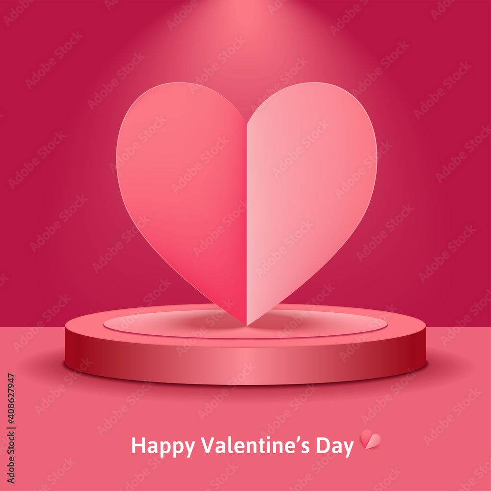 Valentine's day concept background. Vector illustration. 3d pink ...