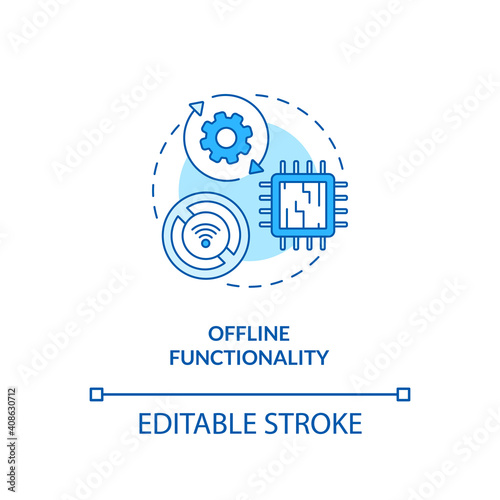 Offline functionality concept icon. SaaS argument idea thin line illustration. Offline mode. Sync data between multiple devices. Vector isolated outline RGB color drawing. Editable stroke