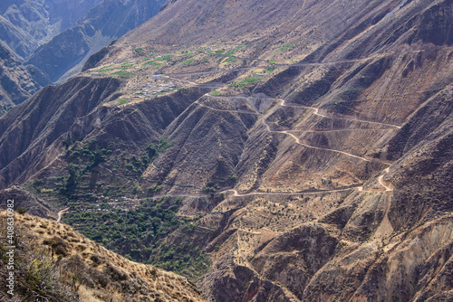 Switchbacks in the Sangalle Oasis in the Colca Canyon, Peru