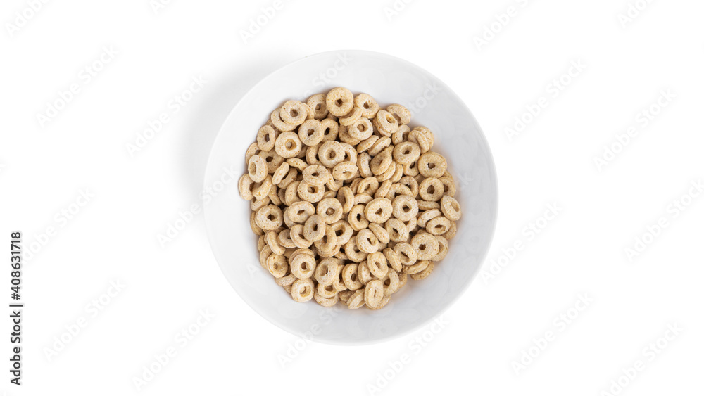 Crispy corn rings isolated on a white background
