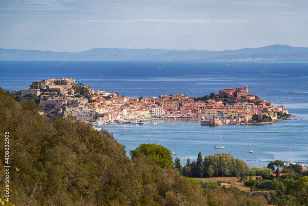 The small city of Portoferraio at the island of Elba