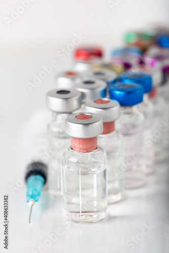 Medicine in vial , ready for vaccine injection. healthcare and medical concept vaccination.