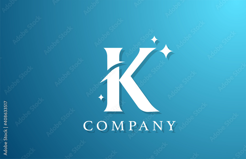 K white blue gradient alphabet letter logo for business. Branding design for lettering and corporate identity. Creative icon template K white blue gradient alphabet letter logo for business. Branding design for lettering and corporate identity. Creative icon template