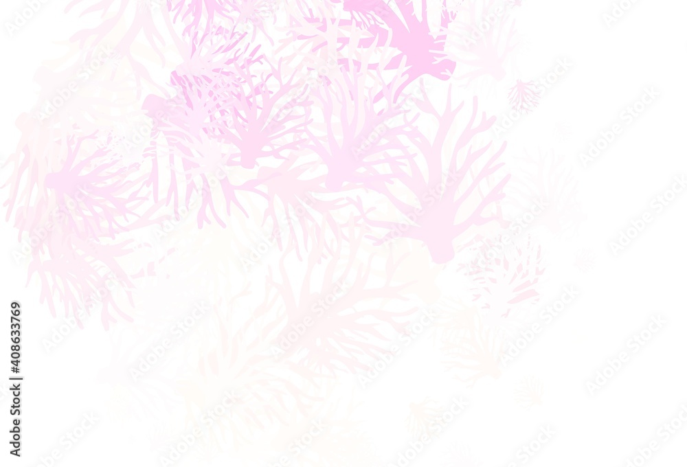 Light Pink, Yellow vector doodle texture with branches.