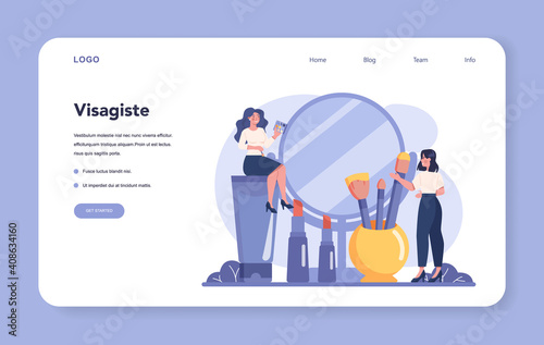 Visagiste web banner or landing page. Beauty center service