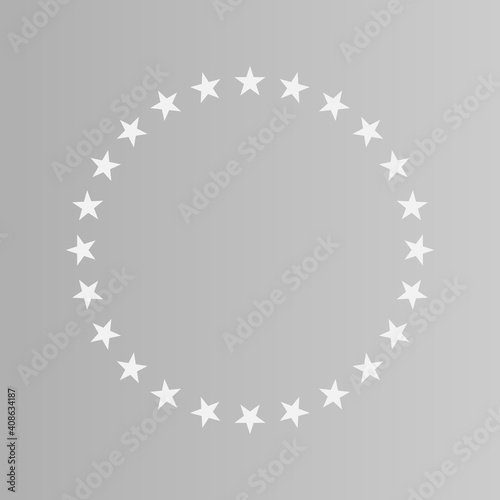 circle with white stars on a gray background icon, logo, poster , print version vector illustration 