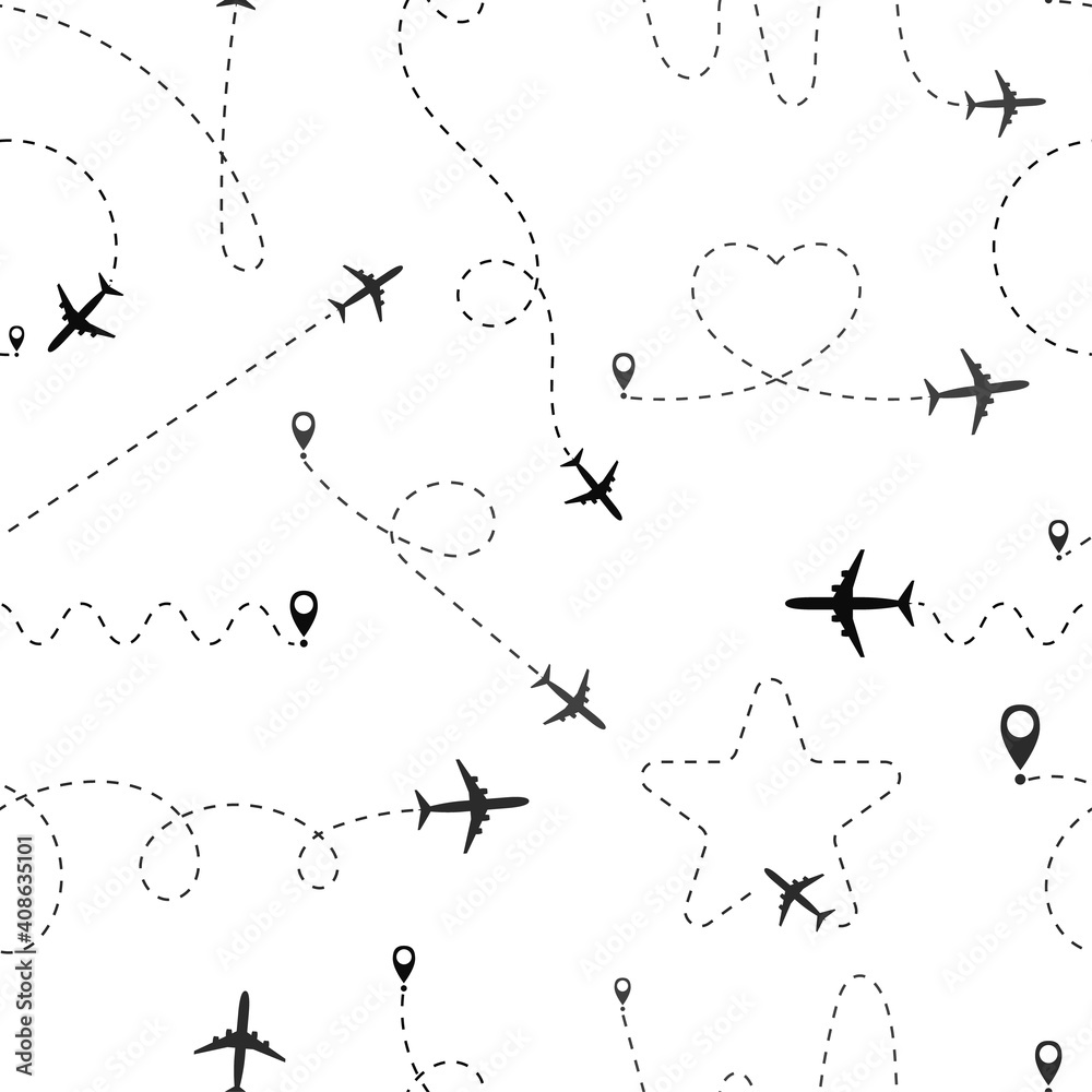 Plane path seamless pattern.