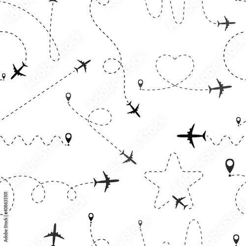 Plane path seamless pattern.