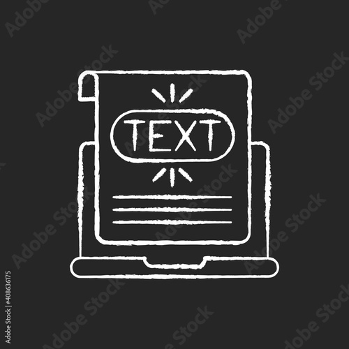 Anchor text chalk white icon on black background. Text that appears highlighted in hyperlink on different website pages. Styling web application. Isolated vector chalkboard illustration