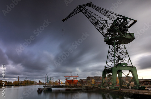 cranes in harbor