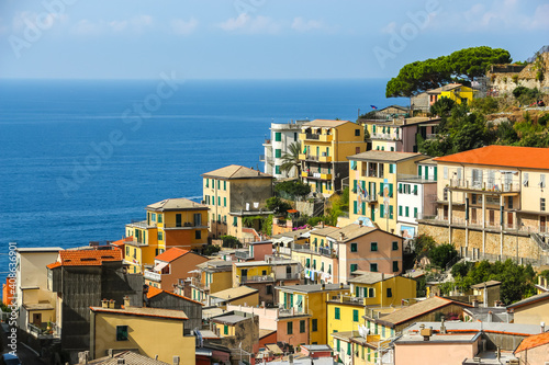 Beautiful view of Riomaggiore, a village in province of La Spezia, Liguria, Italy.