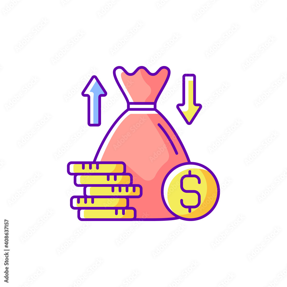 Over and under bet RGB color icon. Predicting wager. Higher and lower bettor number. Initial, final value. Combined two teams points. Potential outcome. Over-under score. Isolated vector illustration Over and under bet RGB color icon. Predicting wager. Higher and lower bettor number. Initial, final value. Combined two teams points. Potential outcome. Over-under score. Isolated vector illustration