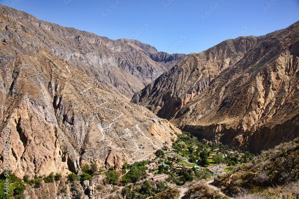 The beautiful landscape above the Colca Canyon, Chivay, Peru.