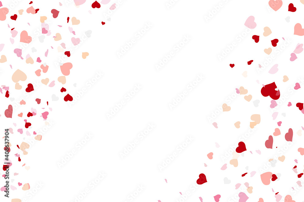 Heart confetti falling down isolated.