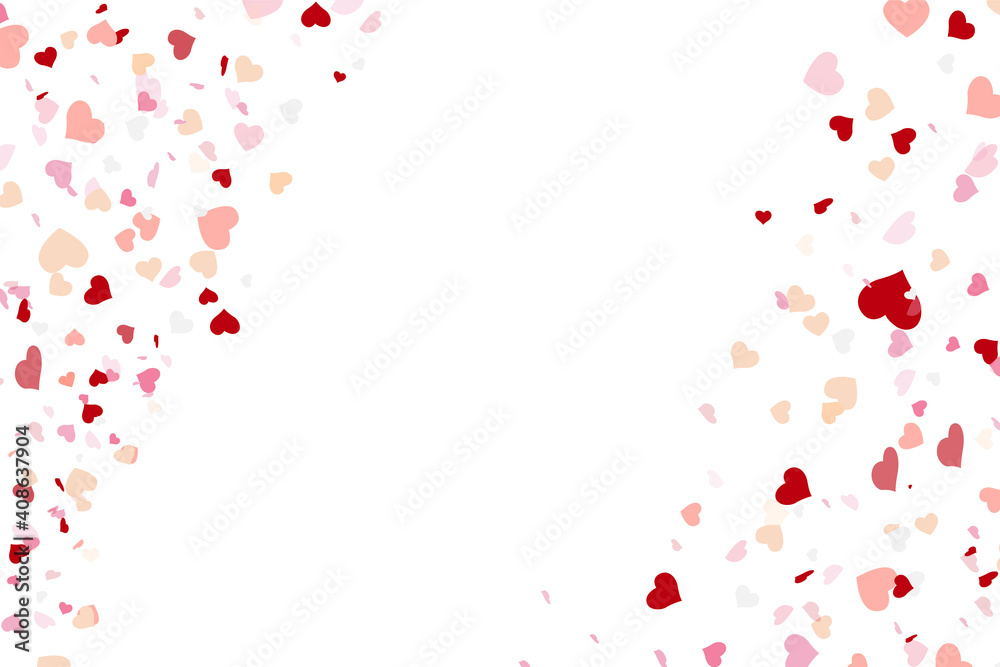 Pink hearts illustration on a white background - love heart for valentines day background - design banner Pink hearts illustration on a white background - love heart for valentines day background - design banner