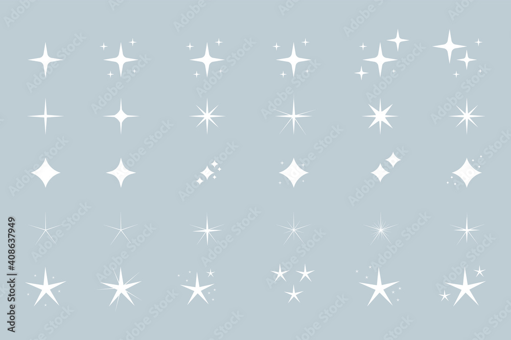 Sparks and stars icon set, vector illustration. Sparks and stars icon set, vector illustration.