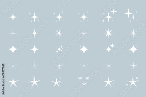 Sparks and stars icon set  vector illustration.