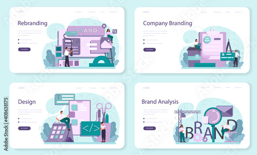 Rebranding web banner or landing page set. Rebuilding marketing strategy