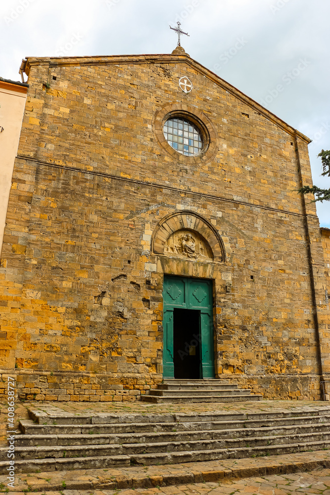 Volterra, Italy. Beautiful architecture of catholic church (Chiesa di San Francesco) in Volterra.