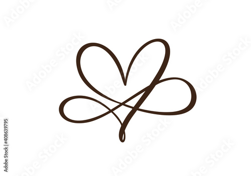 Heart love sign forever. Infinity Romantic symbol cut linked, join, passion and wedding logo. Template for t shirt, card, poster. Design flat element of valentine day. Vector illustration