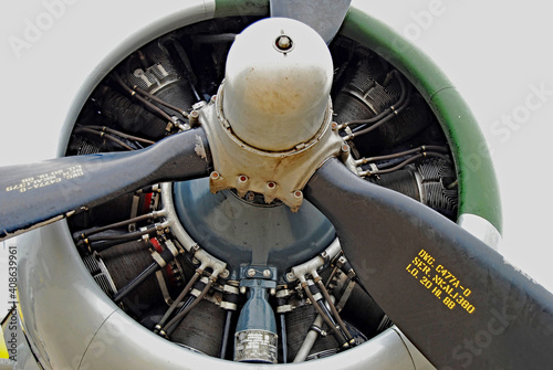 Engine and propeller close up on a B-17 flying fortress