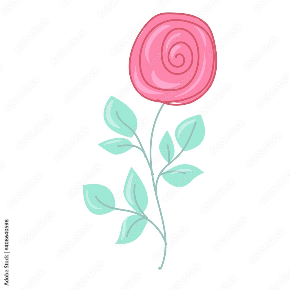 Fototapeta premium Plain flower or Plant. Decor element in pastel colors. vector illustration drawn in cartoon style isolated on white background