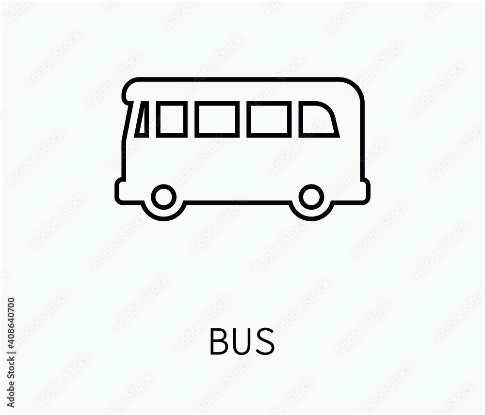 bus vector icon.  Editable stroke. Symbol in Line Art Style for Design, Presentation, Website or Apps Elements, Logo. Pixel vector graphics - Vector