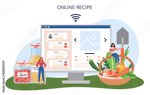 Farm product online service or platform. Farming food production.
