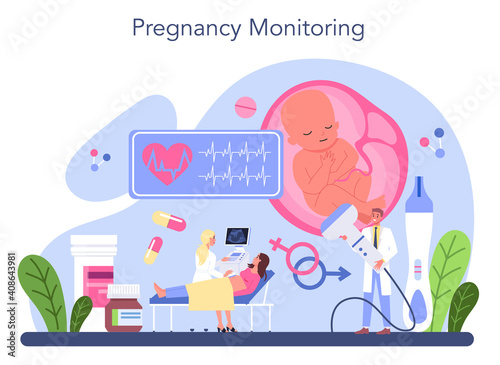 Gynecologist concept. Pregnancy monitoring and disease treatment