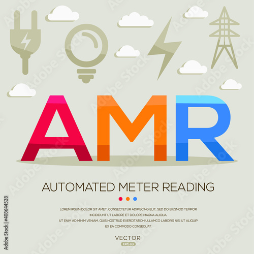 AMR mean (Automated meter reading) Energy acronyms ,letters and icons ,Vector illustration.
