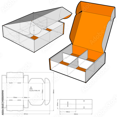 Cardboard box for sending mail. Highly recommended for technological and electronic products. Ease of assembly, no need for glue (Internal measurement 17x17x5 cm) and Die-cut Pattern