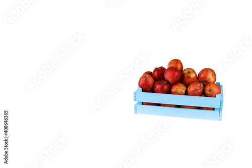 Wooden Crates Organic Red Apple White Background