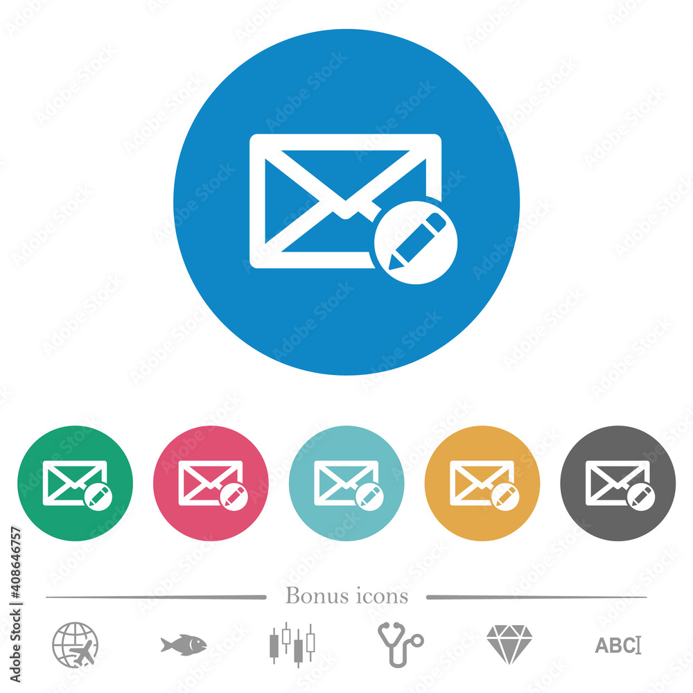 Write mail flat round icons Write mail flat round icons