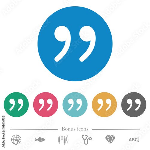Quotation mark flat round icons